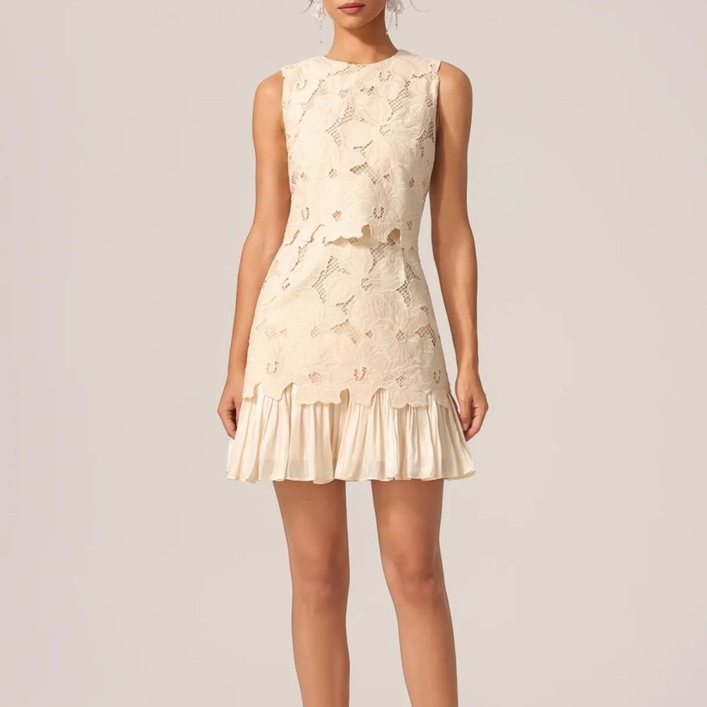 Chic Cream Lace Mini Dress